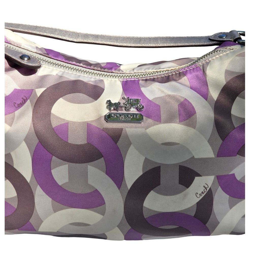 Coach Poppy Madison Shoulder Bag Womens Medium Purple Silver 14291 - Picture 4 of 16